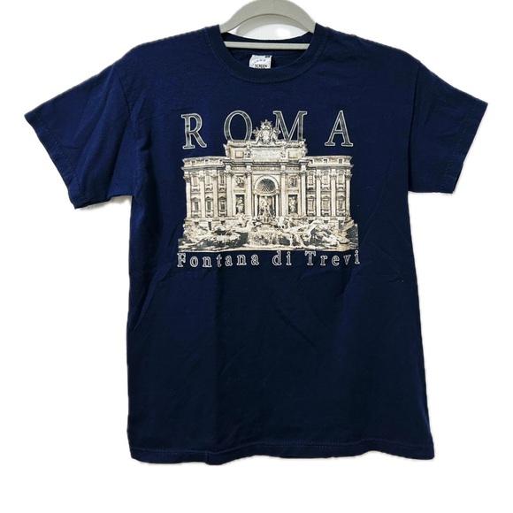Screen Stars Roma Fontana di Trevi Graphic Tshirt in Dark Blue - Picture 1 of 8